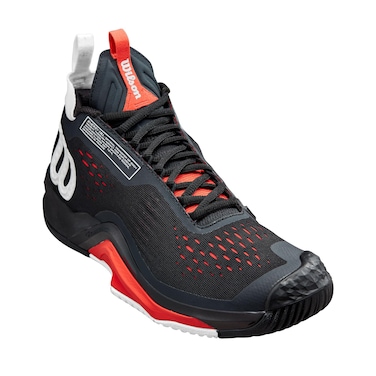 WILSON Rush Pro Tour Mid Mens Tennis Shoes - Black/White/Red/D Medium / 12.5