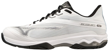 Mizuno Men's Wave Exceed Light 2 AC Tennis Shoe, White-Metallic Grey, 8.5