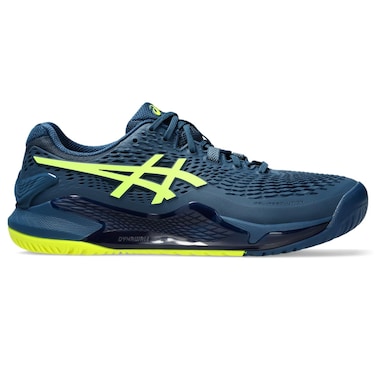 ASICS Men's Gel-Resolution 9 2E Tennis Shoes, 9.5, MAKO Blue/Safety Yellow
