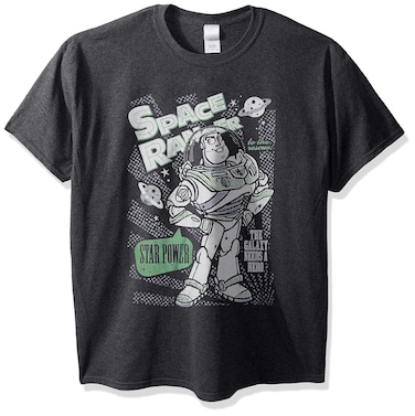Disney Men's Toy Story Buzz Lightyear Star Power Hero Graphic T-Shirt, Charcoal Heather, Large