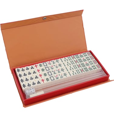Mini Mahjong Set, 4 Blank Tiles Support More Gameplay, Mahjong Sets with Carrying Travel Case,Mahjong Tile Game,2 Dice 4 Racks