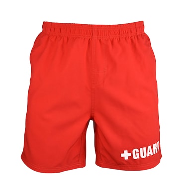 Guard Swim Trunks - Above The Knee (Red, Medium)