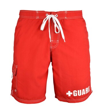 BLARIX Mens Lifeguard Board Shorts Swim Trunks Swimsuit (Small, Red)