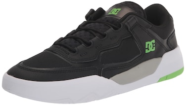DC Men's Metric Skate Shoe, Black/Grey/Green, 11