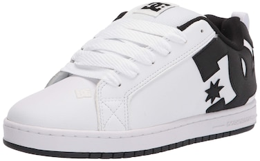 DC Men's Court Graffik Skate Shoe, White/Black/Black,10 M US