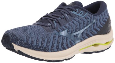 Mizuno Men's Wave Rider 24 WAVEKNIT Running Shoe, Moonlit Blue-Arctic Ice, 11.5 D US