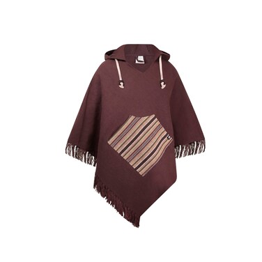 virblatt - Poncho Men   100% cotton   Mexican Poncho Men Baja Hoodie Poncho Hooded Pancho warm hooded Poncho Winter Cape - Padre plain brown L-XL