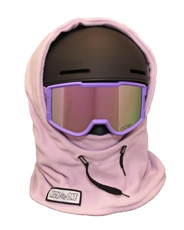 MDXONE Kids Over The Helmet Balaclava Children face mask with Buttons - Pompoms with Elastics Sold Separately (Light Mauve)