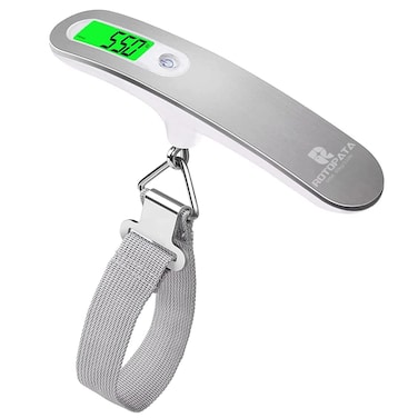 Digital Luggage Travel Scale with Overweight Warning Function, Portable Handheld Electronic Weighing Scale with Hook, 50kg &amp; Backlit LCD Display Screen Design for Suitcase Baggage (Battery Included)
