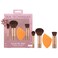 Real Techniques Sleigh The Night Mini Brush + Sponge 4 Piece Holiday Gift Set, Small Makeup Brushes For Travel, Makeup Sponge For Foundation &amp; Concealer, Stocking Stuffer, Limited Edition, Latex-Free