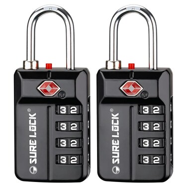 TSA Approved Travel Luggage Locks, Open Alert Combination Lock for School Office &amp; Gym Locker,Toolbox, Pelican Case,Easy Read Dials- 1, 2 &amp; 4 Pack (1, Black 2 Pack)