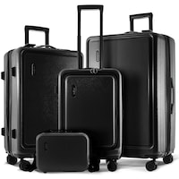TRAVELARIM Hard Shell Luggage Sets with Spinner Wheels 4 Piece, Expandable Large Suitcases with TSA Lock, Travel Large Suitcase Set, Black Luggage Set