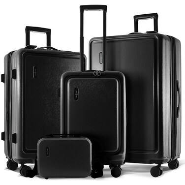 TRAVELARIM Hard Shell Luggage Sets with Spinner Wheels 4 Piece, Expandable Large Suitcases with TSA Lock, Travel Large Suitcase Set, Black Luggage Set