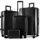 TRAVELARIM Hard Shell Luggage Sets with Spinner Wheels 4 Piece, Expandable Large Suitcases with TSA Lock, Travel Large Suitcase Set, Black Luggage Set