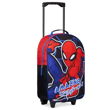 Marvel Kids Suitcase for Boys Foldable Trolley Hand Luggage Bag Carry On Avengers Travel Bag with Wheels Cabin Bag Wheeled Bag with Handle Spiderman Trolley Suitcase Boys (Multicolor Spiderman)