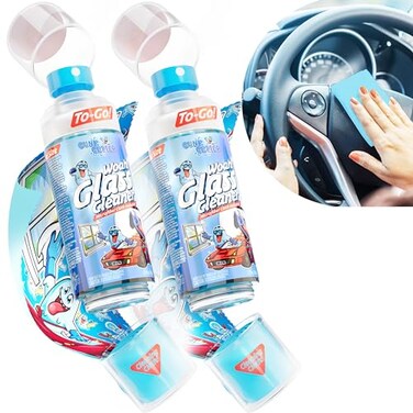 PeerBasics Gunk Getter - Travel Spray Bottle With Microfiber Cap - Glass Cleaner (2 Pack)