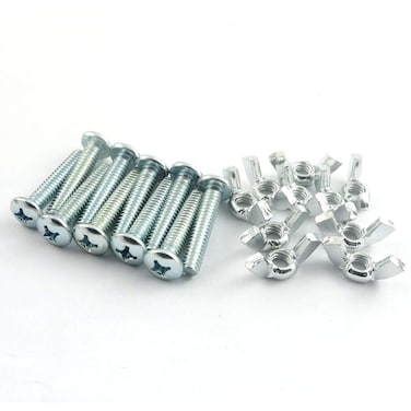 RuiLing 10 Sets Screw Bolts with Wing Nut Kit Zinc Plated Carbon Steel Mounting Hardware Fitting Fastenings- 10pcs 1/4"-20 Hand Tighten Wing Nuts + 10pcs 1/4"-20 x 1-1/4" Phillips Head Screw Bolt