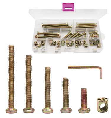 Crib Bolts Replacement Kit, cSeao 50pcs Zinc Plated M6 Socket Cap Screws Barrel Nuts for Crib Cot Chairs Furniture Bed, M6x15mm/25mm/35mm/45mm/55mm