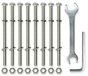 Universal Headboard or Footboard Hardware, 304 Stainless Steel Nuts and Bolts 4 inches, Bed Frame Bolts, Headboard Bolts, Bolts for Headboard to Frame, Footboard &amp; Headboard Bolts and Nuts Kit