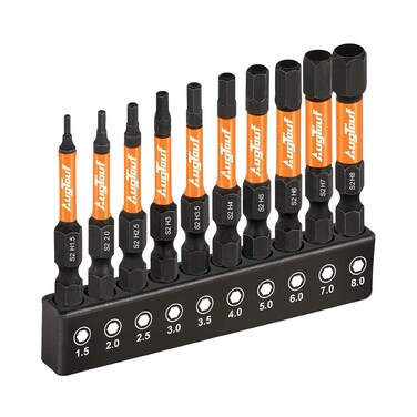 toolant Impact Hex Head Allen Wrench Drill Bit Set 10pcs (Metric), 1/4&rdquo; Hex-Shank S2 Steel Hex Bits Set, CNC Machined Tips with Magnetism, 2&rdquo; Long with Storage Box