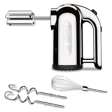 Dualit Hand Mixer - 400W - Strong Grip Handle - Attachments Included - Integral Plug Storage - 4 Speed Settings - Repairable gears - Flat Beaters, Dough Hooks, Balloon Whisk