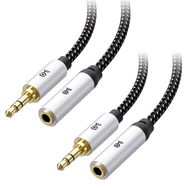 Cable Matters 2-Pack Headphone Extension Cable 15 ft (3.5mm Extension Cable/Aux Extension Cable, Aux Cord Extension) in Black - 15 Feet