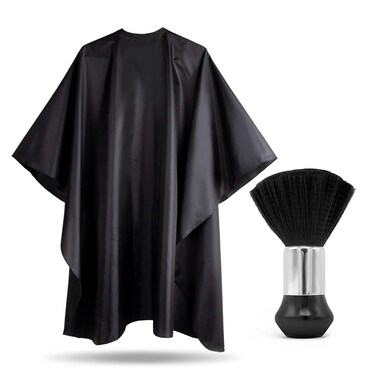 Delkinz Barber Cape with Adjustable Snap Closure waterproof Hair Cutting Salon Cape for Unisex, Perfect for Hairstylists (Barber Cape and Neck duster)