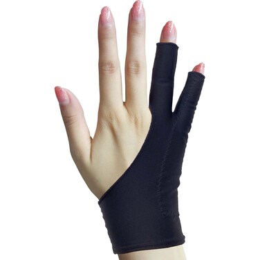 Timebetter Artist Drawing Glove, Digital Art Glove for Tablet iPad, Palm Rejection, Two Open Finger, Fit Left Right Hand - L, Pack of 2