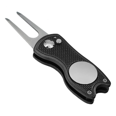 Golf Divot Repair Tool with Pop-up Button &amp; Magnetic Ball Marker Pitch Mark, Lightweight, Portable, Mini Divot Repair Tool, Best Choice for Professional Golfers (Black(104))