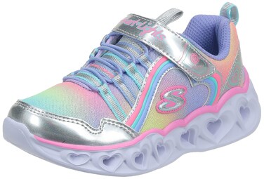 Skechers girls Heart Lights-rainbow Lux Sneaker, Silver/Multi, 10 Little Kid US