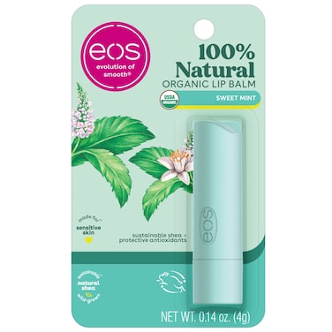 eos 100% Natural &amp; Organic Lip Balm- Sweet Mint, Dermatologist Recommended, All-Day Moisture Lip Care, Made for Sensitive Skin, 0.14 oz