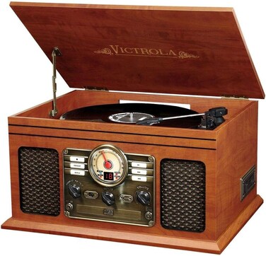 Victrola Nostalgic 6-in-1 Bluetooth Record Player &amp; Multimedia Center with Built-in Speakers - 3-Speed Turntable, CD &amp; Cassette Player, FM Radio   Wireless Music Streaming   Mahogany