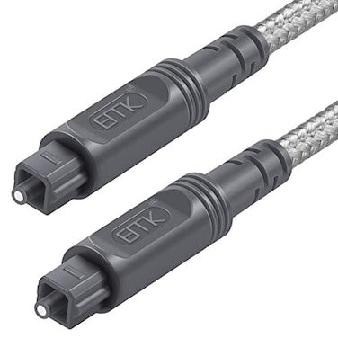 EMK Digital Optical Audio Cable Toslink Cable - [Cotton Braided Jacket,Durable and Flexible] Fiber Optic Cord for Home Theater, Sound bar, TV, Gaming Console &amp; More (3.3Feet/1M)