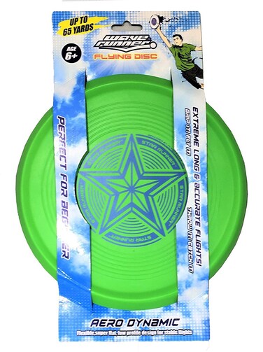 Wave Runner 8.5in Flying Disc Soft Rubber Flat Design Great for Dogs and Children Soft Throwing Distance Up to 65 Yards (Green)