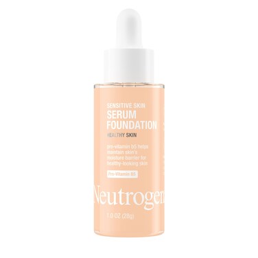 Neutrogena Healthy Skin Sensitive Skin Serum Foundation with Pro-Vitamin B5, Color Correcting &amp; Pore Minimizing Liquid Foundation &amp; Face Serum, Buildable Coverage, Light 02, 1 oz