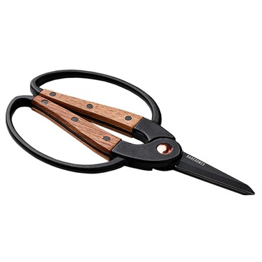Barebones Garden Scissors - Walnut Plant Scissors - Garden Supplies and Indoor Plant Accessories - Plant Shears with Wide Handles - Comfortable Fit Trimming Shears (Small)