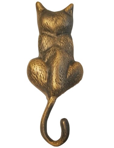 Anatolica Cat Door Knocker Solid Brass 6.11 inches (Antique Bronze)