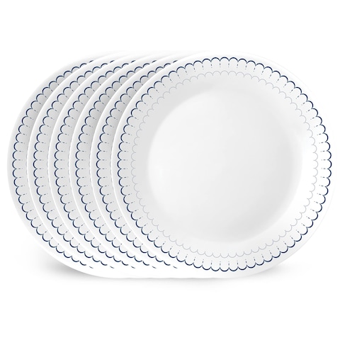 Corelle 6-Piece 10.25&quot; Dinner Round Plates, Vitrelle Triple Layer Glass, Lightweight Round Plates, Large Round Plates, Chip and Scratch Resistant, Microwave and Dishwasher Safe, Caspian