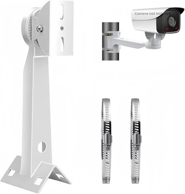 FINXRoll Security Camera Corner Pole Mounting Bracket, Universal Wall Corner Mounting Bracket Holder Stand Pole Mount Adapter for Surveillance Camera with 2 &Phi;20cm Loops, Dahua Bullet and PTZ Cameras