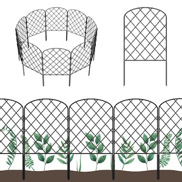 OUSHENG 10 Pack Decorative Garden Fence, Total 10ft(L) x 24in(H) Animal Barrier Border, Rustproof Metal Wire Section Edging Fencing Panel for Outdoor Patio Garden Yard, Arched