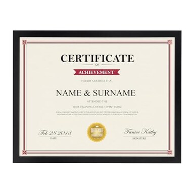 Giftgarden 8.5x11 Picture Frame Black, Certificate Award Document Diploma 8.5 by 11 Thin Frame for Wall Tabletop Display, Single
