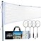 Franklin Sports Badminton Net Set - 4 Aluminum Rackets, 2 Birdies, Adjustable Net and Stakes - Backyard or Beach Badminton Set - Easy Setup - Professional