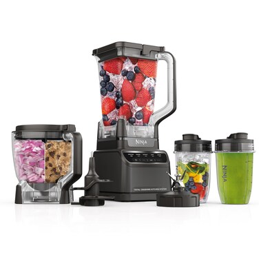 Ninja Blender, Kitchen System for-Smoothie, Frozen, Extract, Chop &amp; Dough, Pitcher, 8-cup Food Processor Bowl, Smoothie Cup, Ninja Total Crushing, 1200 Watt, BPA Free, Dark Grey, BR601AMZ