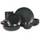 Gibson Home Hazeltine 16 Piece Plates and Bowls Dishes Stoneware Ceramic Dinnerware Set - Black