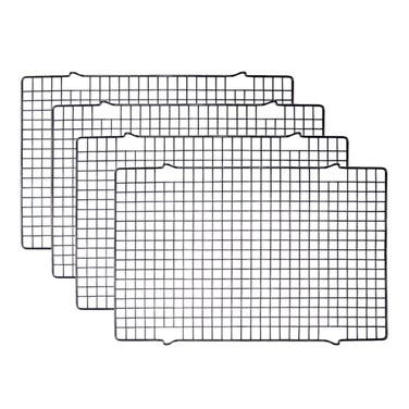 Tebery 4 Pack Black Heavy-Duty Wire Cooking Rack Baking Racks, Nonstick Baking &amp; Cooling Grid for Roasting, Cooking, Grilling, Drying - 16" x 10