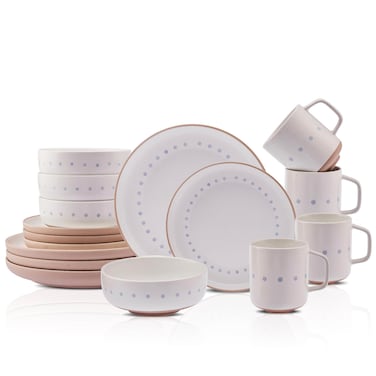 Karaca Haag Glaze Stoneware Dinnerware Set (16-Piece) - Kitchen Dishware Dining Set for 4 People - Microwave Safe Dinner Plates and Bowls Set (Multi)