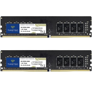 Timetec 16GB KIT(2x8GB) DDR4 2666MHz PC4-21300 Unbuffered Non-ECC 1.2V CL19 1Rx8 Single Rank 288 Pin UDIMM Desktop PC Computer Memory RAM Module Upgrade (16GB KIT(2x8GB))