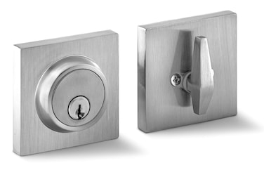 Berlin Modisch Single Cylinder Deadbolt Lock Slim Square for Front Door Modern Contemporary High Security Heavy Duty &ndash; Satin Nickel Finish