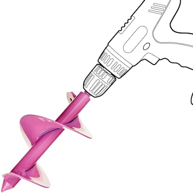 Power Planter Bulb Auger &amp; Bedding Plant Tool - 3"x7" Garden Auger Drill Bit with 3/8" Non-Slip Hex Drive, Hand-Welded Planting Auger Gardening Drill, Earth Auger Digging Tools, Up to 6" Deep, Pink