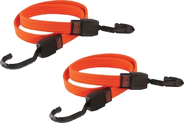 BLACK+DECKER BDX1011 Black/Orange 36" Flat Bungee Cord Straps, 2 Pack
